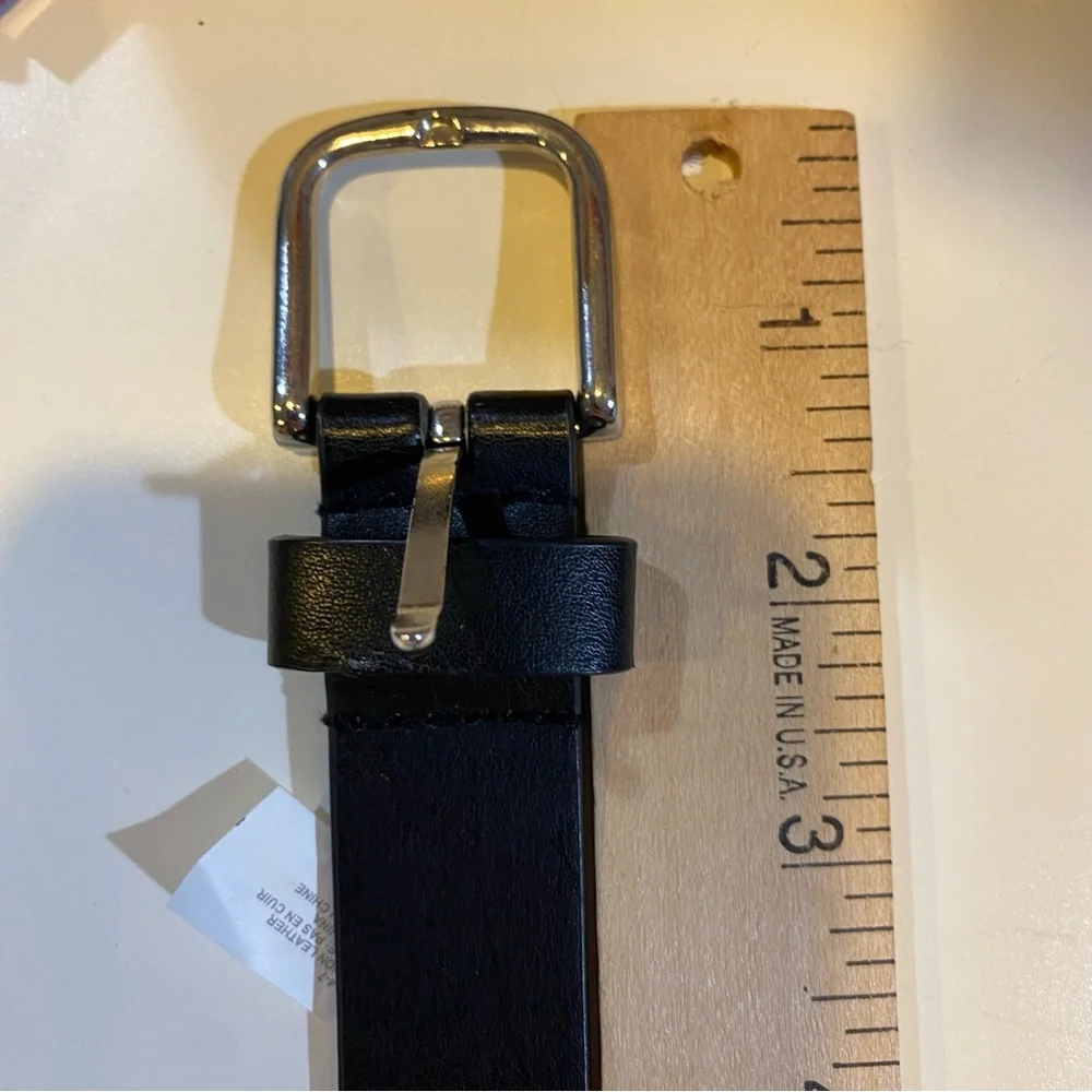 Children's Place classic black faux leather belt silver tone buckle size 4-7